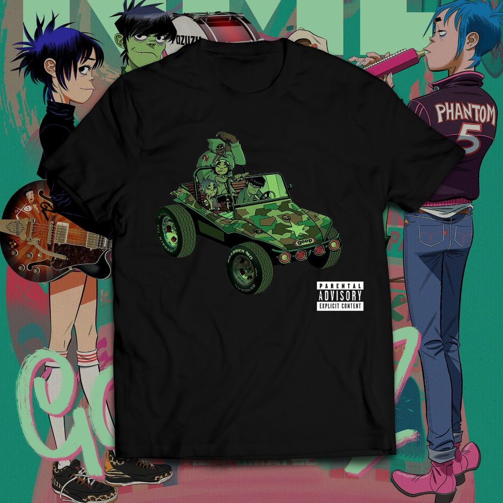Vintage Style Black Gorillaz Album Cover Band Tee